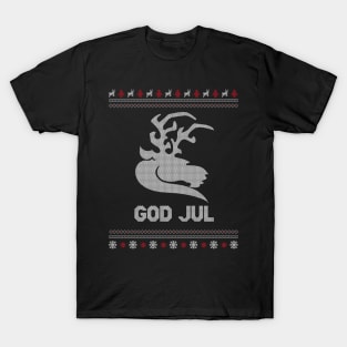 God Jul Merry Christmas Norway Sweden Viking Reindeer Xmas Shirt T-Shirt